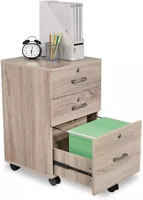 26 H 3 Drawer File Cabinet With Lock Rolling File Cabinet Under Desk Mobile Fi • $123.99