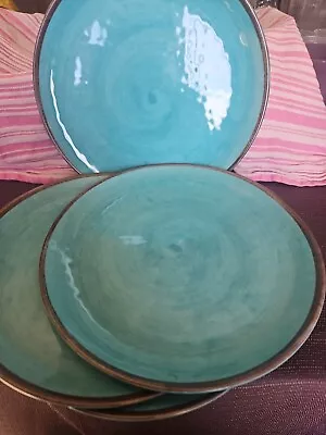 Set 4 Melamine 9  Dinner  Plates Pale Aqua Blue Teal  • $27.99