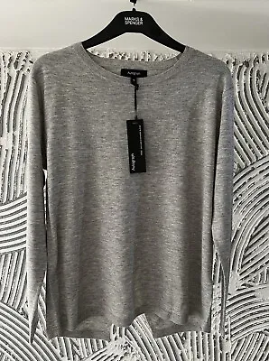 £18.99 • Buy M&S Autograph Wool Silk & Cashmere Blend Grey Marl Top Open Back Uk 10 RRP £40