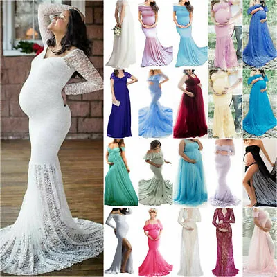 $29.29 • Buy Pregnant Women's Long Maxi Dress Maternity Photo Shoot Photography Gown Dress AU