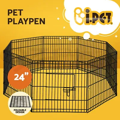 I.Pet Pet Dog Playpen Enclosure 8 Panel 24  Puppy Exercise Cage Fence Play Pen • $38.95