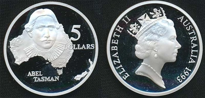 $47.99 • Buy Australia: 1993 $5 Abel Tasman 1.15oz Large Silver Proof. 