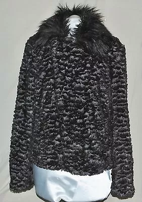 A By Adrienne Landau Faux Fur& Leather Motorcycle Jacket Spikey Collar So Soft L • $49.99