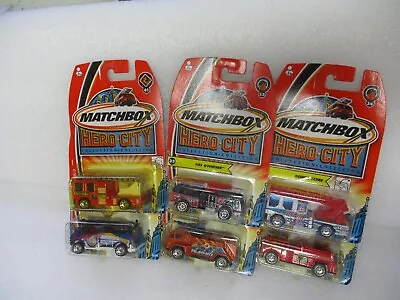 Matchbox China Superfast 2002 Hero City Lot Of 6 Fire Trucks Lot #1 Carded • $2.95