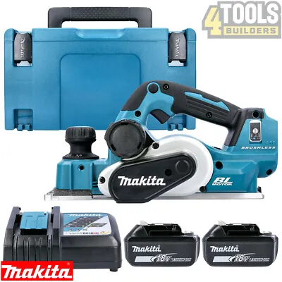 Makita DKP181 18V 82mm Brushless Planer With 2 X 5.0Ah Batteries Charger & Case • £442.99