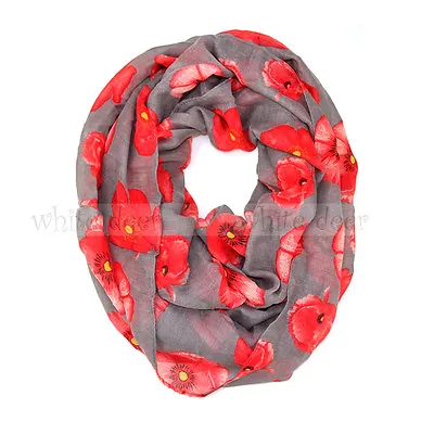 Poppy Flower Floral Print Block Circle Loop Wrap Infinity Scarf Casual Fashion • $7.59