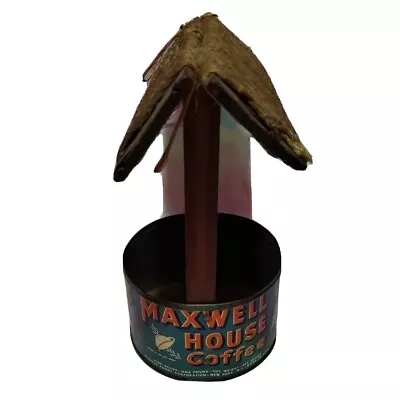 Vintage Maxwell House Coffee Tin Can Craft Bird Nest House Planter Tramp Art • $26.99