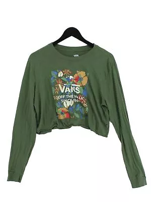 Vans Women's Top M Green Graphic 100% Other Long Sleeve Round Neck Basic • £12.90