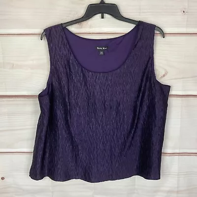 Dana Kay Textured Sleeveless Scoop Neck Tank Womens 24W Purple Solid Shell Lined • $11.19