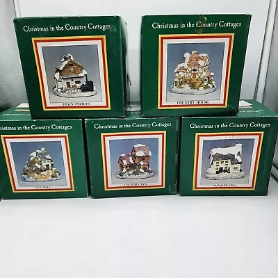 Lot Of 5 Christmas In The Country Cottages Country House Village  Inn Mill Train • $29.99