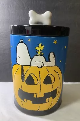 New Peanuts Snoopy Woodstock Great Pumpkin Halloween Cookie Jar Canister • $48