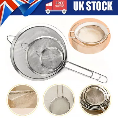 Stainless Steel Kitchen Mesh Oil Strainer Flour Food Colander Sieve For Kitchen • £5.27