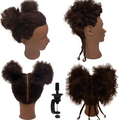 Afro Mannequin Head 100% Human Hair Head Hairdresser African American Training • $51.98