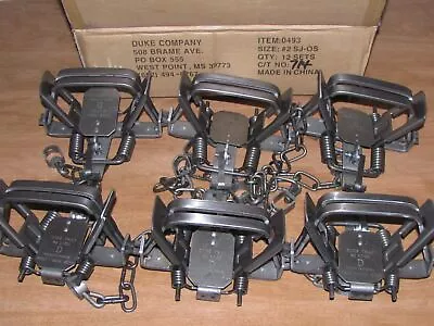 $86.92 • Buy 6 Duke #2 Coil Spring Square Jaw Os Traps Raccoon Coyote Bobcat Fox Lynx Otter