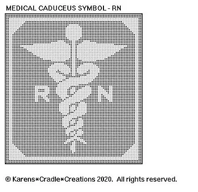 Filet Crochet Pattern - MEDICAL CADUCEUS SYMBOL - RN    • $6.95