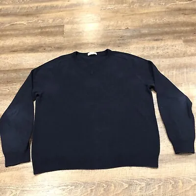 J Crew Sweater Adult Large Blue V Neck Pullover Sweatshirt Cashmere Mens READ • $21.88