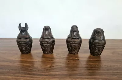 Handcrafted Miniature Stone Canopic Jars - 4 Piece Set- Ancient Egyptian Art • £94.58