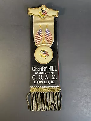 Antique O.U.A.M Order United American Mechanics Cherry Hill MD No.19 Ribbon • $35.70