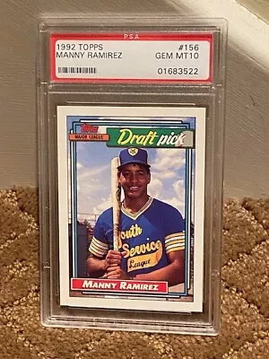 1992 Topps Manny Ramirez PSA 10 Rookie RC #156 Card • $44.95