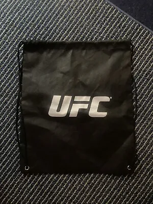 UFC Black White Drawstring Backpack Bag Logo Gym School 14  X 16.5” • $10