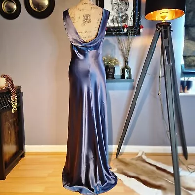 Y2K Monsoon Celestial Blue Long Bias Cut Evening Dress UK 12 • $87.15