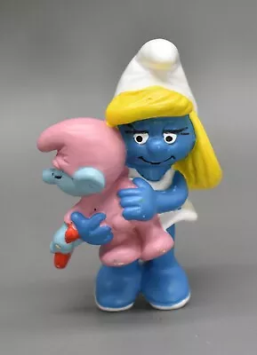 Smurfs Smurfette With Baby Vintage PVC Figure Peyo Schleich 1983 • $12.99