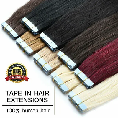 Double Sided Tape In Hair Extensions Invisible Skin Weft Remy Russian Human Hair • $30
