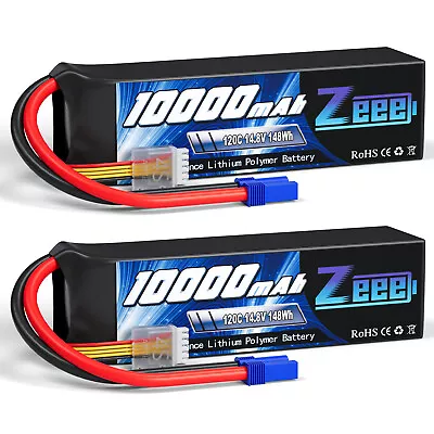 2PCS Zeee 4S Lipo Battery 10000mAh 14.8V 120C EC5 For Xmaxx RC Car Truck Tank  • $132.18