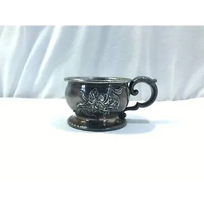 Antique Derby Silver Co Quadruple Plate Silver Cup Monogram F Floral Design • $35