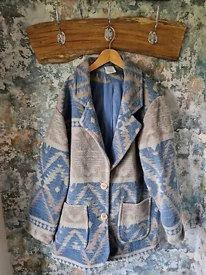 Womens Vintage 90s Oversized Abstract Pattern Winter Heavyweight Navajo Jacket M • £44.99