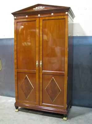 Kindel Furniture Neoclassic Mahogany Armoire With Hanging Rod; Paw Gilt Accents • $3495