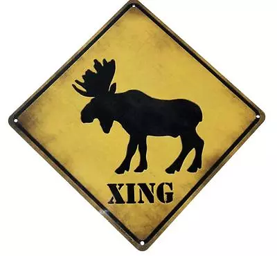 Moose Xing Crossing  12  X 12  Novelty Aluminum Metal Sign For Wall Made In USA • $17.95