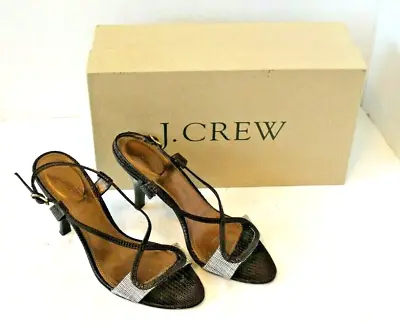 J Crew Veneto Lizard Heels Made In Italy Slingbacks Shoes Sandals W/Box Size 5.5 • $34.99