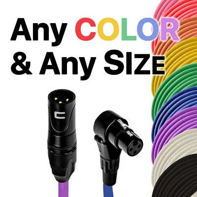 3 Pin XLR Male To Right Angle Female Balanced Microphone Cable Custom Color Size • $158.49