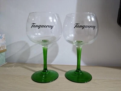 £12 • Buy 2 X TANQUERAY GIN GLASSES GOBLET BALLOON LARGE GREEN STEM