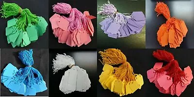 £3.99 • Buy Coloured Kraft Strung String Tags Swing Price Tickets Jewellery Tie On Labels