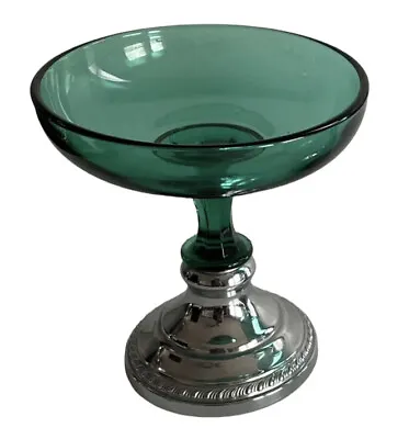 Farber Brothers Art Deco Emerald Green Krome Kraft Chrome Compote Duncan Millar • $24.99