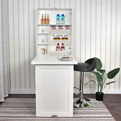 Wall Mount Writing Table Floating Computer Desk Foldable Cabinet Storage Shelves • $119.99
