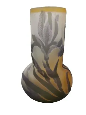 Antique Art Nouveau Emile Gallé Iris Soliflore Cameo Signed Art Glass Vase C1910 • £560