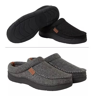 Dearfoams Men's Clog Style Memory Foam Slippers Wool Blend • $10.88