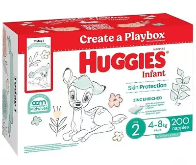 Huggies Unisex Ultimate Nappies Size 2 Infant (4-8 Kg) 200 Nappies • $87