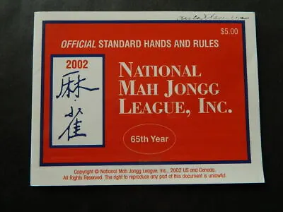 2002 National Mah Jongg League Rules Larger Game Card (5 X 4 )   • $9.95