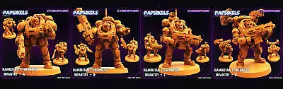 3D Printed Papsikels Cyberpunk Rambutan Cybernetic Infantry Squad Set 28mm 32mm • $76.91