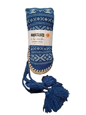 MUK LUKS A LA MODE KNIT SLIPPER SOCKS S/M (5-7)) With Gripper Sole FREE SHIPPING • $13.76