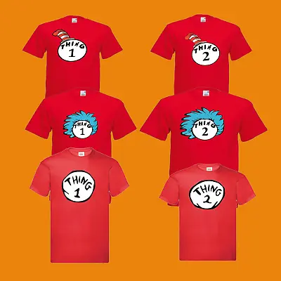 Kids Women Men Thing 1 And Thing 2 T-Shirts World Book Day Funny Design Tee Tops • £5.99