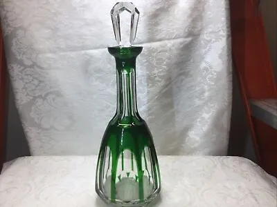 NACHTMANN  ANTIKA KARAFE  GREEN CUT To Clear LEAD CRYSTAL DECANTER 13.5”+stopper • $299.99