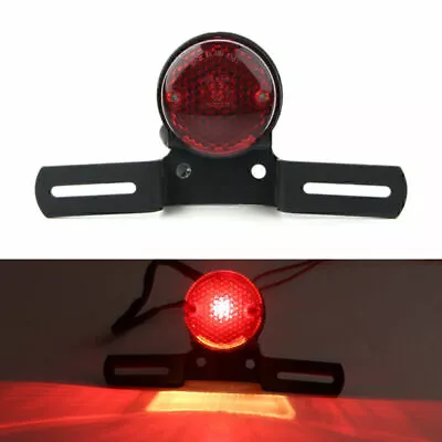 Round Red LED Tail Brake Light License Plate For Bobber Chopper Cafe Racer ATVS • $15.53
