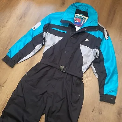 Vintage 80s Ski Suit Mens XL One Piece Snowsuit Apres Snow Bib Retro Black Bear • $149.99