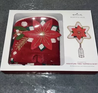 Hallmark Miniature Poinsettia Tree Topper And Christmas Tree Skirt Set *NEW* • $19.70