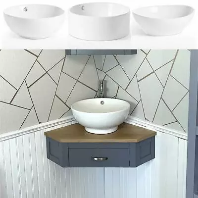 Grey Bathroom Vanity Unit Cabinet Corner Wash Stand & White Ceramic Basin 501W • £271.66